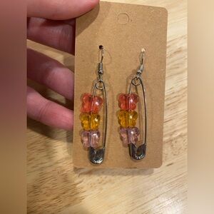 Butterfly beads on a safety pin earrings